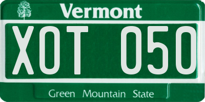 VT license plate XOT050