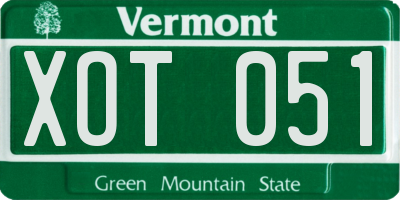 VT license plate XOT051