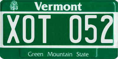 VT license plate XOT052
