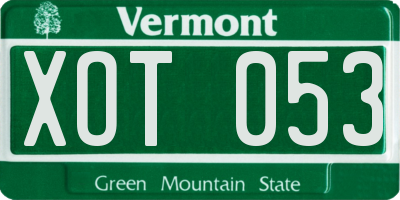 VT license plate XOT053