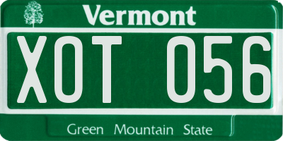 VT license plate XOT056
