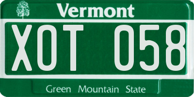 VT license plate XOT058
