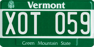 VT license plate XOT059