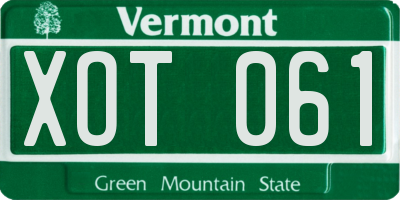 VT license plate XOT061