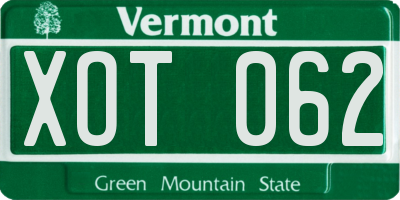 VT license plate XOT062