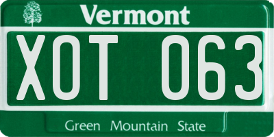VT license plate XOT063