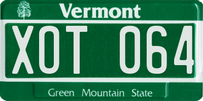VT license plate XOT064