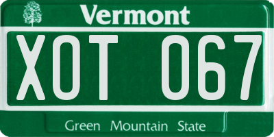 VT license plate XOT067