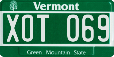 VT license plate XOT069