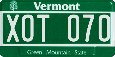 VT license plate XOT070