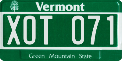VT license plate XOT071