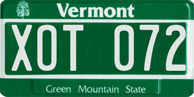 VT license plate XOT072