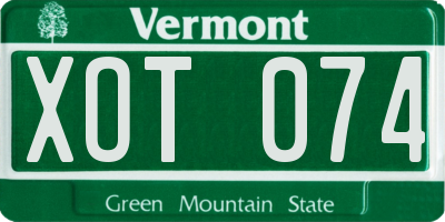 VT license plate XOT074