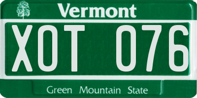 VT license plate XOT076
