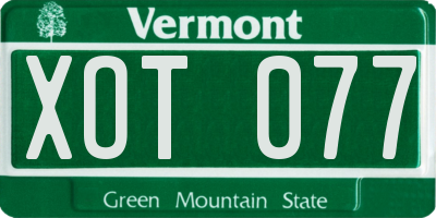 VT license plate XOT077