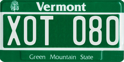VT license plate XOT080