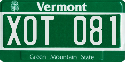 VT license plate XOT081