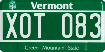VT license plate XOT083