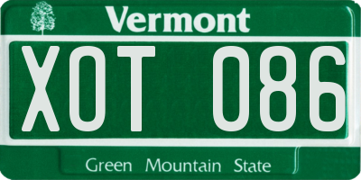 VT license plate XOT086