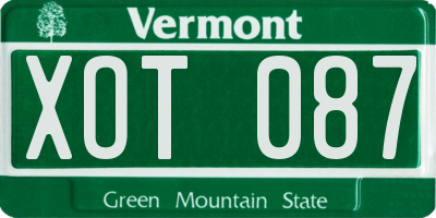 VT license plate XOT087
