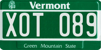 VT license plate XOT089