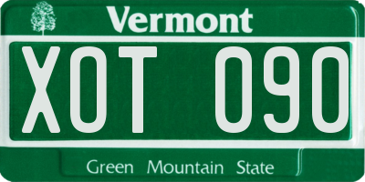 VT license plate XOT090