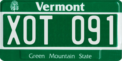 VT license plate XOT091