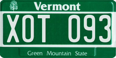 VT license plate XOT093