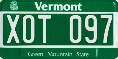 VT license plate XOT097
