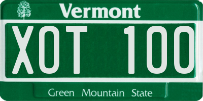 VT license plate XOT100