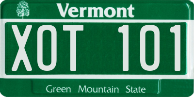 VT license plate XOT101