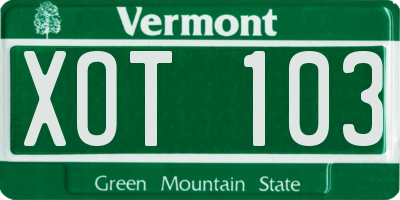 VT license plate XOT103