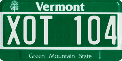 VT license plate XOT104