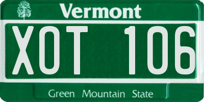 VT license plate XOT106