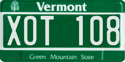 VT license plate XOT108