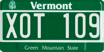VT license plate XOT109