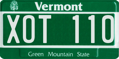 VT license plate XOT110