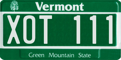VT license plate XOT111