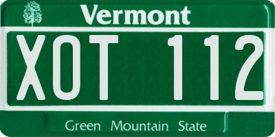 VT license plate XOT112