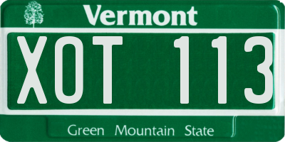 VT license plate XOT113