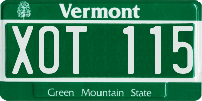 VT license plate XOT115