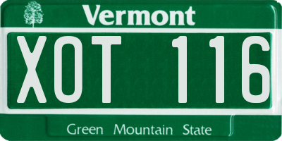 VT license plate XOT116