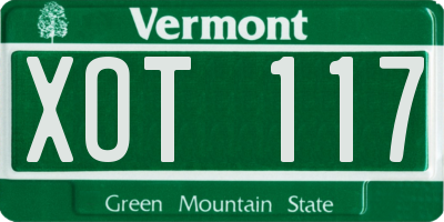 VT license plate XOT117