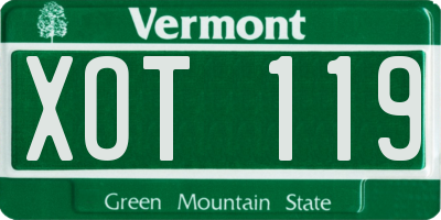 VT license plate XOT119
