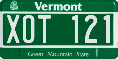 VT license plate XOT121