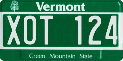 VT license plate XOT124