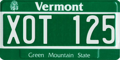 VT license plate XOT125