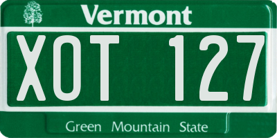VT license plate XOT127