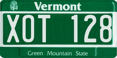 VT license plate XOT128
