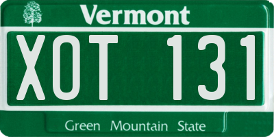 VT license plate XOT131